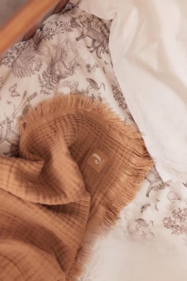 Hydrofiel Deken Fringe biscuit 120x120